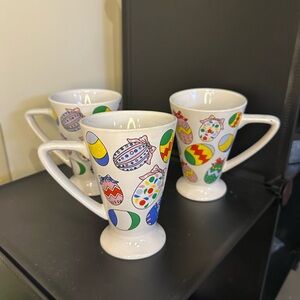 🐇🐰Set of 3 vintage Colorful Easter Egg Pattern Mugs